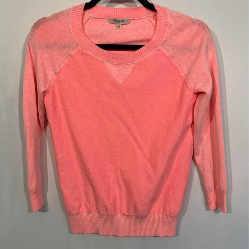 𝅺madewell lightweight bright coral sweater. New condition. Linen/cotton/nylon